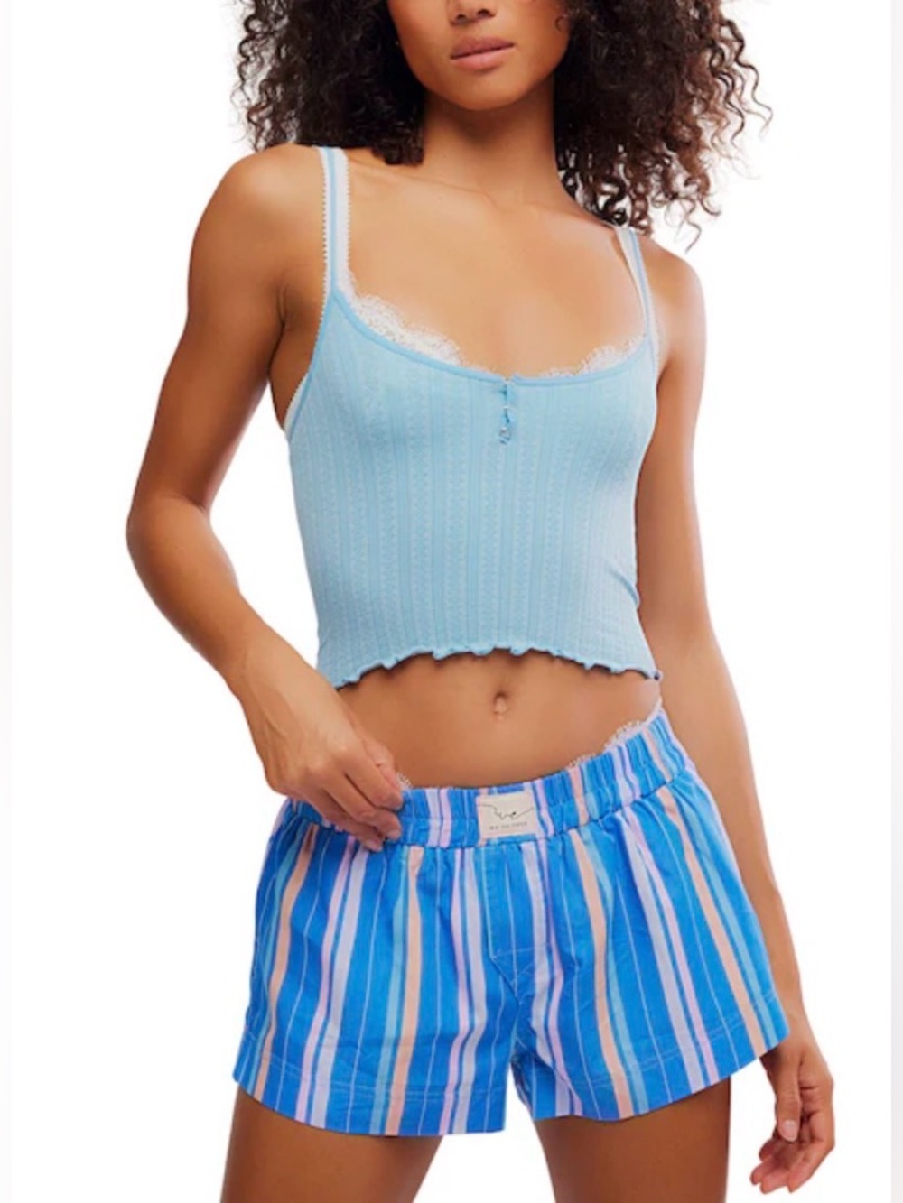 Snap into it Henley Crop NWOT blissful blue